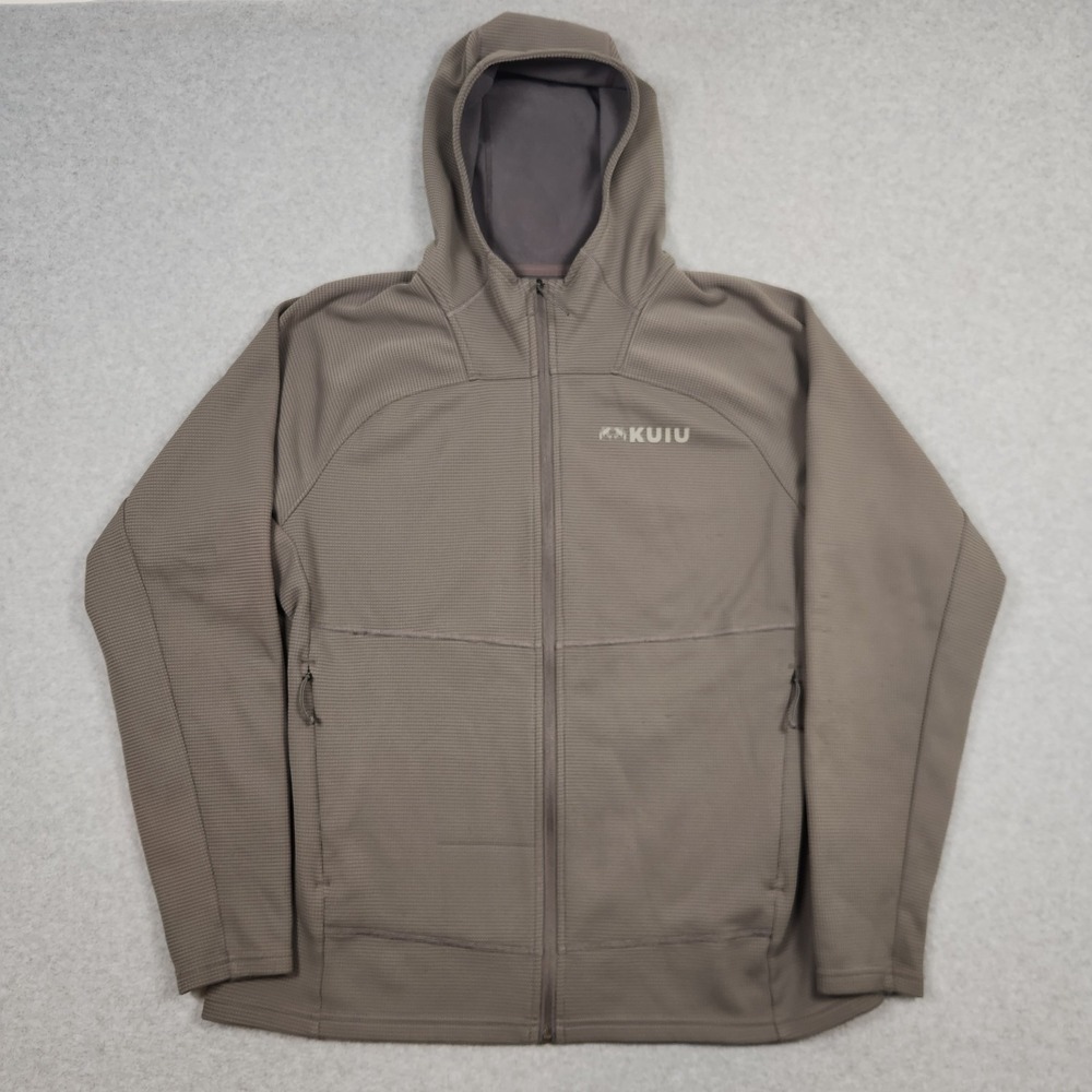 Kuiu Jacket Mens Large Gray Green Peloton 240 Full Zip Hooded Hunting Outdoors